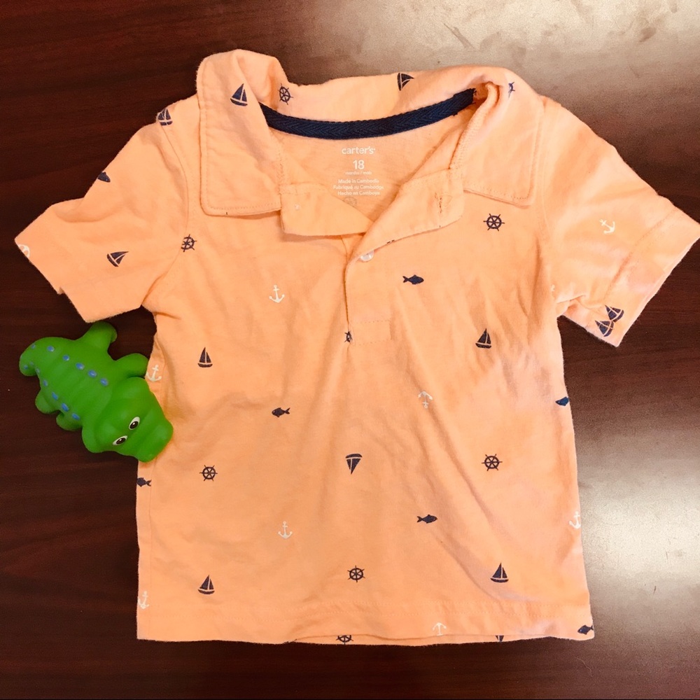 [3for$15] CARTER’S Sailboat Orange Polo (18 mos)